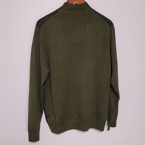 Alan Flusser Green and Black Zip-up Long Sleeve Polo - Picture 2 of 3